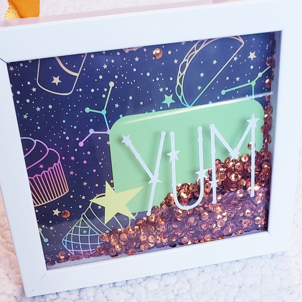 Small Yum Galaxy Food Hanging Decor Shadowbox. NWT